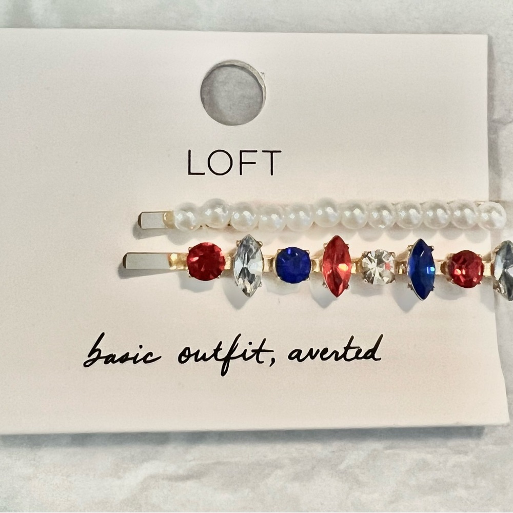 Patriotic Pearl and Jewel Hair Clips - 1